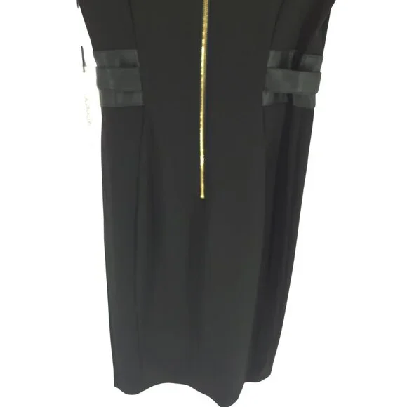 Calvin Klein Crepe Short Sheath Dress Faux Leather Belt Professional Workwear 2 - Picture 7 of 16